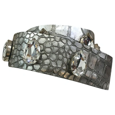 Pre-owned Roberto Cavalli Leather Belt In Silver