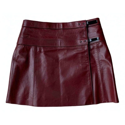 Pre-owned Belstaff Leather Skirt Suit In Burgundy