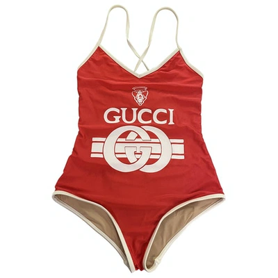 Pre-owned Gucci Red Lycra Swimwear