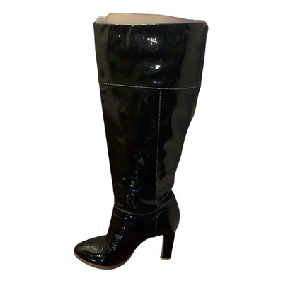 Pre-owned Greymer Patent Leather Boots In Black