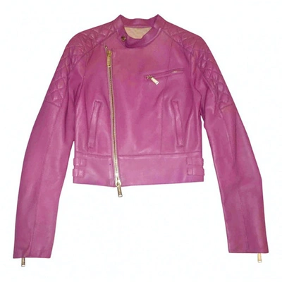 Pre-owned Dsquared2 Leather Biker Jacket In Pink