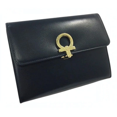 Pre-owned Ferragamo Navy Leather Clutch Bag