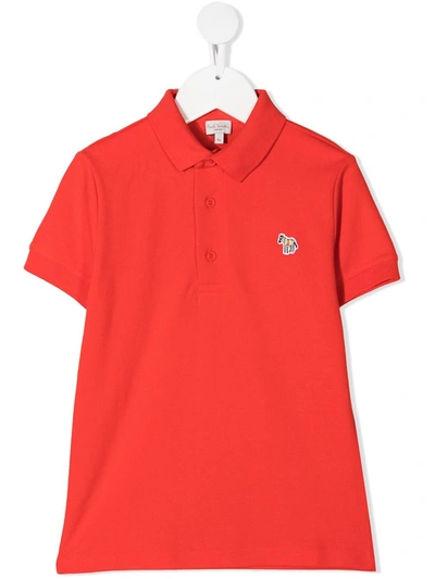 Paul Smith Junior Kids' Red Logo Zebra Polo Shirt
