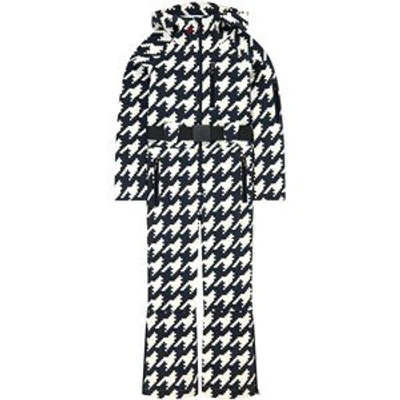 Perfect Moment Kids'  White Houndstooth Coveralls In Black
