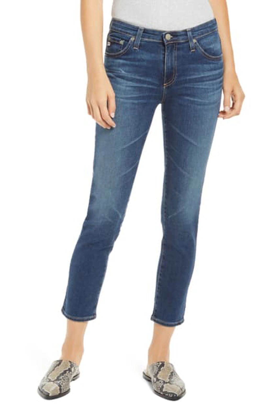 Ag Prima Mid Rise Distressed Crop Cigarette Jeans In 7 Years Timeless