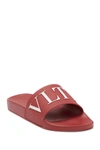 Valentino Garavani Logo Slide Sandal In Rubin/bianco