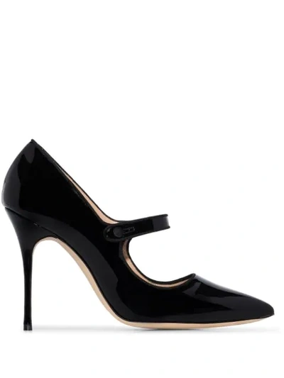 Manolo Blahnik Campari 105 Patent Leather Mary Jane Pumps In Black