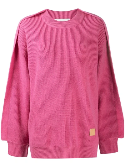 Ambush Flappy Sleeves Ribbed Jumper In Pink