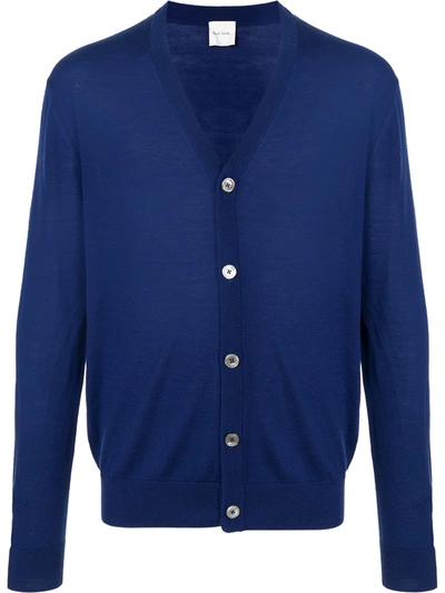 Paul Smith V-neck Buttoned Cardigan In Blue