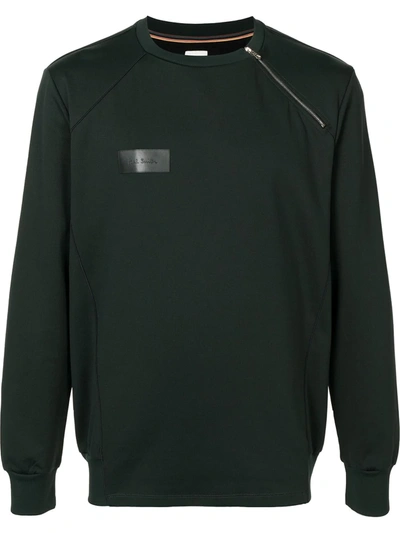 Paul Smith Logo-patch Zip-detail Sweatshirt In Green