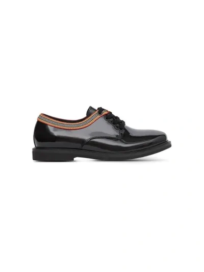 Burberry Icon Stripe Derby Shoes In Black