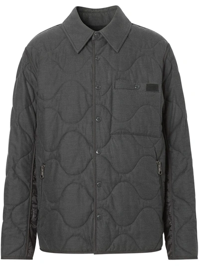 Burberry Quilted Collar Jacket In Grey
