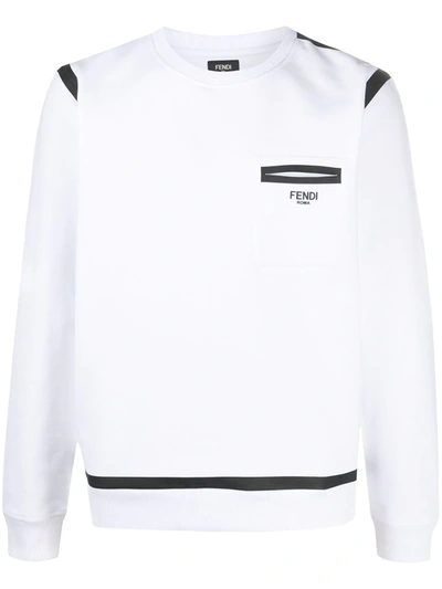 Fendi Logo Print Sweatshirt In White