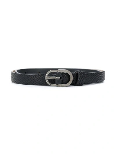 Brunello Cucinelli Textured Leather Belt In Black