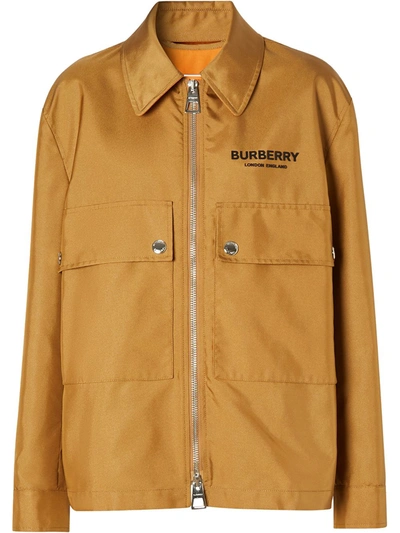 Burberry Logo Print Field Jacket In Camel