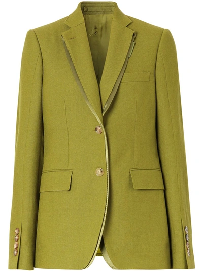 Burberry Satin Trim Tailored Jacket In Green