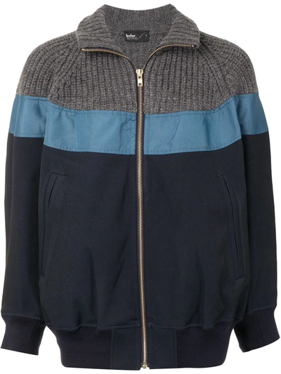 Kolor Panelled Zip-front Jacket In Blue