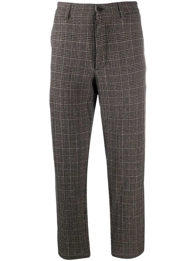 Ymc You Must Create Check Print Cropped Trousers In Brown