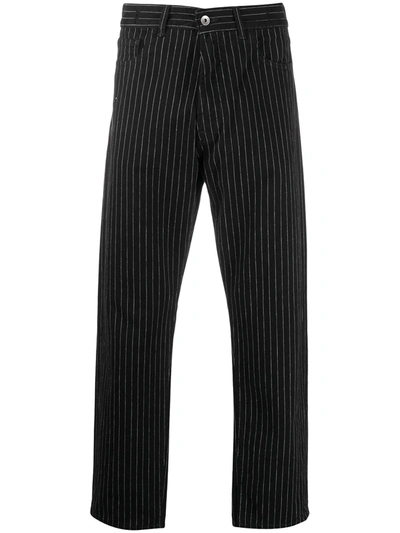 Ymc You Must Create Pinstripe Straight-leg Cropped Jeans In Black