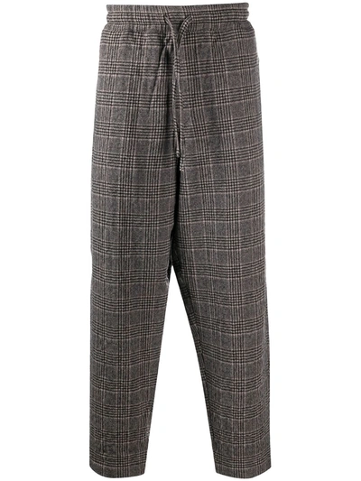Ymc You Must Create Check Print Loose Fit Trousers In Brown