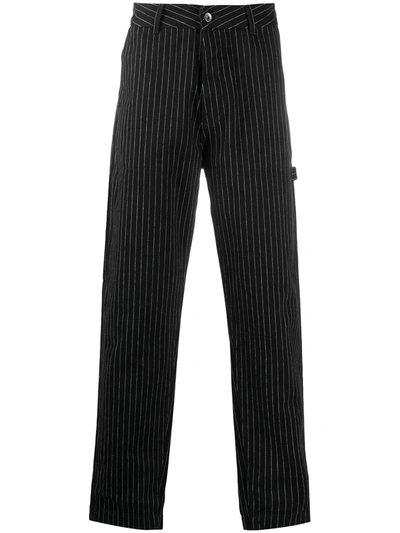 Ymc You Must Create Pinstripe Straight-leg Jeans In Black