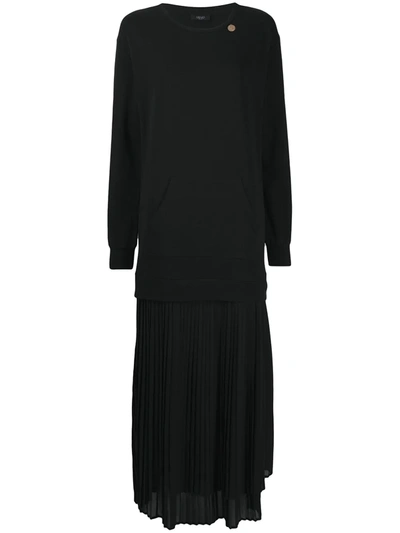 Liu •jo Pleated Sweatshirt Dress In Black