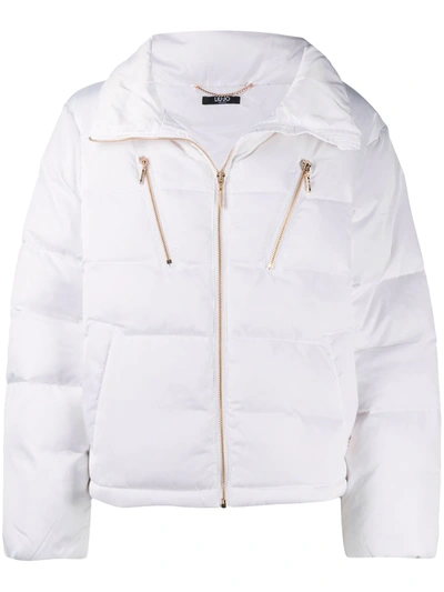 Liu •jo Zip-up Puffer Jacket In White