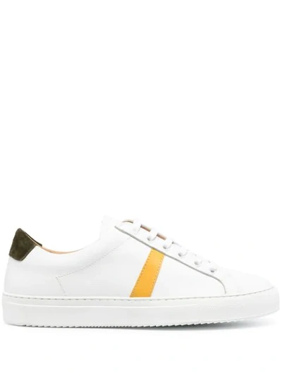 Low Brand Contrasting Band Low-top Sneakers In White