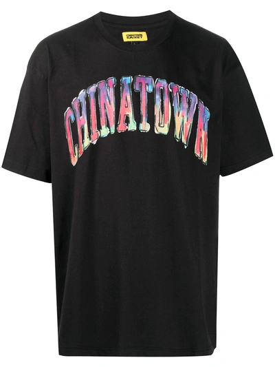 Chinatown Market Watercolor Logo-print Cotton T-shirt In Black
