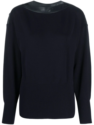 Sportmax Code Leather Band Knitted Jumper In Blue