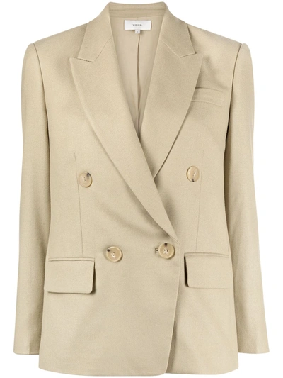 Vince Double-breasted Tailored Blazer In Neutrals