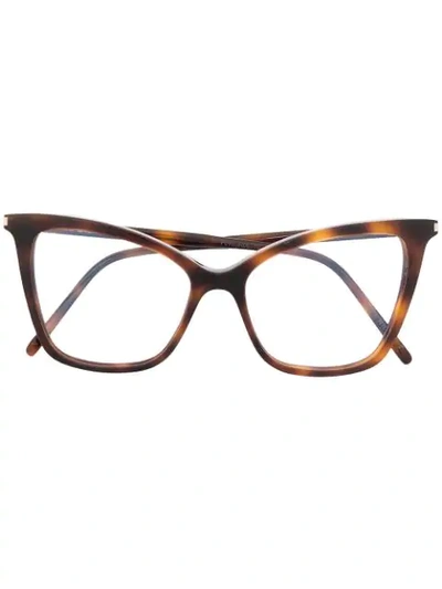 Saint Laurent Sl386 Cat-eye Glasses In Brown