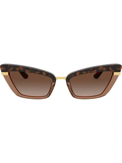 Dolce & Gabbana Two Tone Cat-eye Sunglasses In Brown