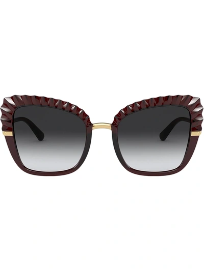 Dolce & Gabbana Plissé Oversized Sunglasses In Red