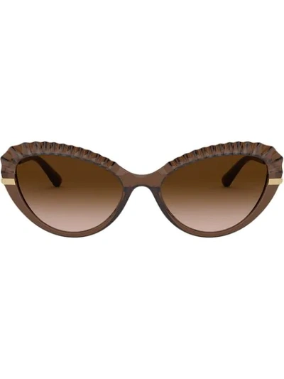 Dolce & Gabbana Plissé Cat Eye Sunglasses In Brown