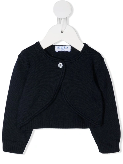 Siola Babies' Asymmetric Hem Cardigan In Blue