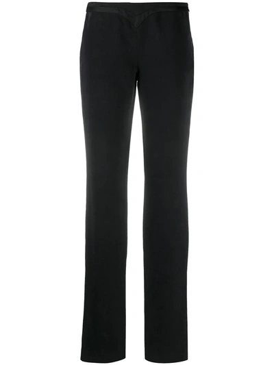 Pre-owned Versace 1990s Panelled Waistband Trousers In Black