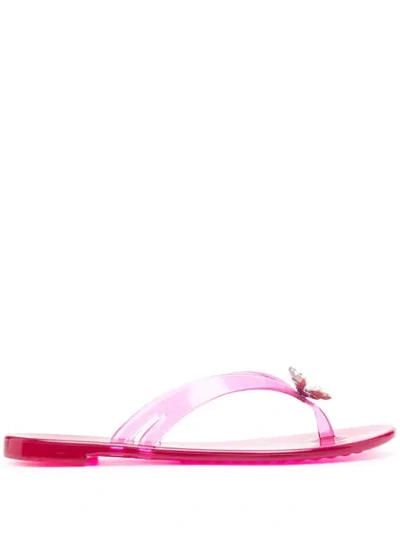 Casadei Jelly Four-leaf Clover Flip-flops In Pink