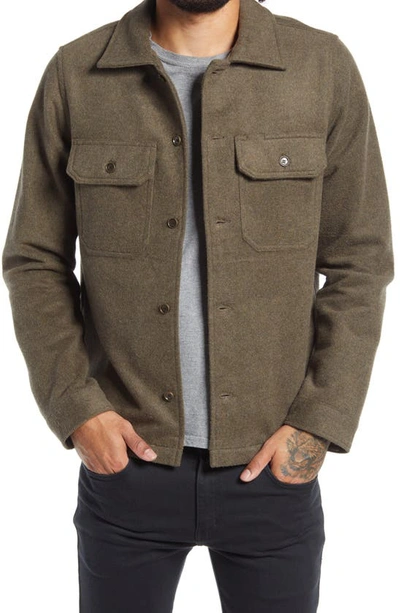 Naked And Famous Cotton Melton Button-up Work Shirt In Army