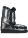 Mou Eskimo 24 Metallic-finish Ankle Boots In Black