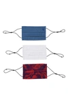 Robert Graham Rg #wearableart Face Masks (3 Pack) In Tropical Red Blue Plaid