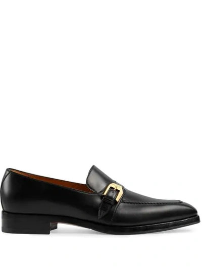 Gucci Leather Monk Shoes In Black