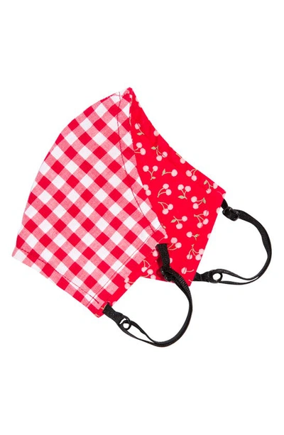 L Erickson Love Ii Adult Reversible Silk Face Mask In Cherry Red/ Red Gingham