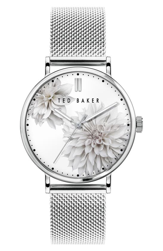 Ted Baker Phylipa Peonia Mesh Strap Watch, 37mm In Silver | ModeSens