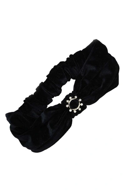 Ettika Velvet Crystal Headband In Black