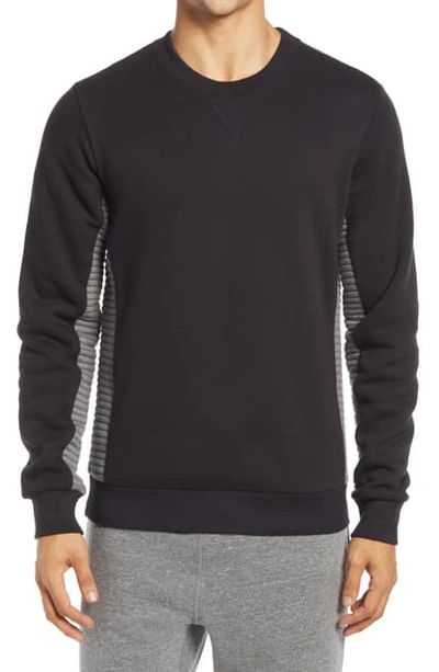 Alo Yoga Ridge Crewneck Sweatshirt In Black/ Grey Heather