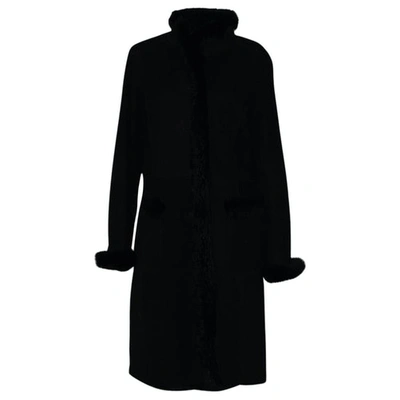 Pre-owned Armani Collezioni Leather Coat In Black