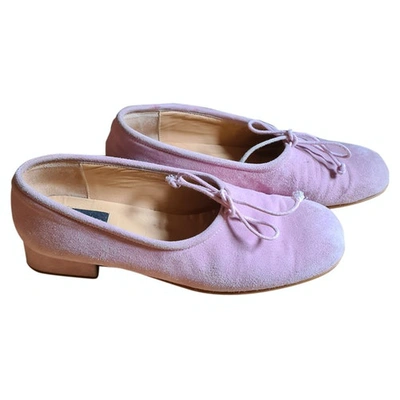 Pre-owned Dkny Pink Suede Ballet Flats
