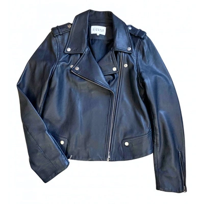Pre-owned Claudie Pierlot Navy Leather Leather Jacket
