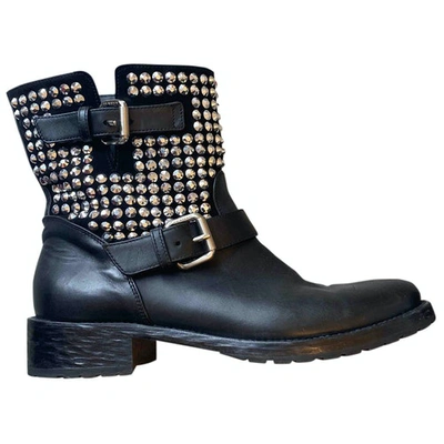 Pre-owned Le Silla Leather Biker Boots In Black